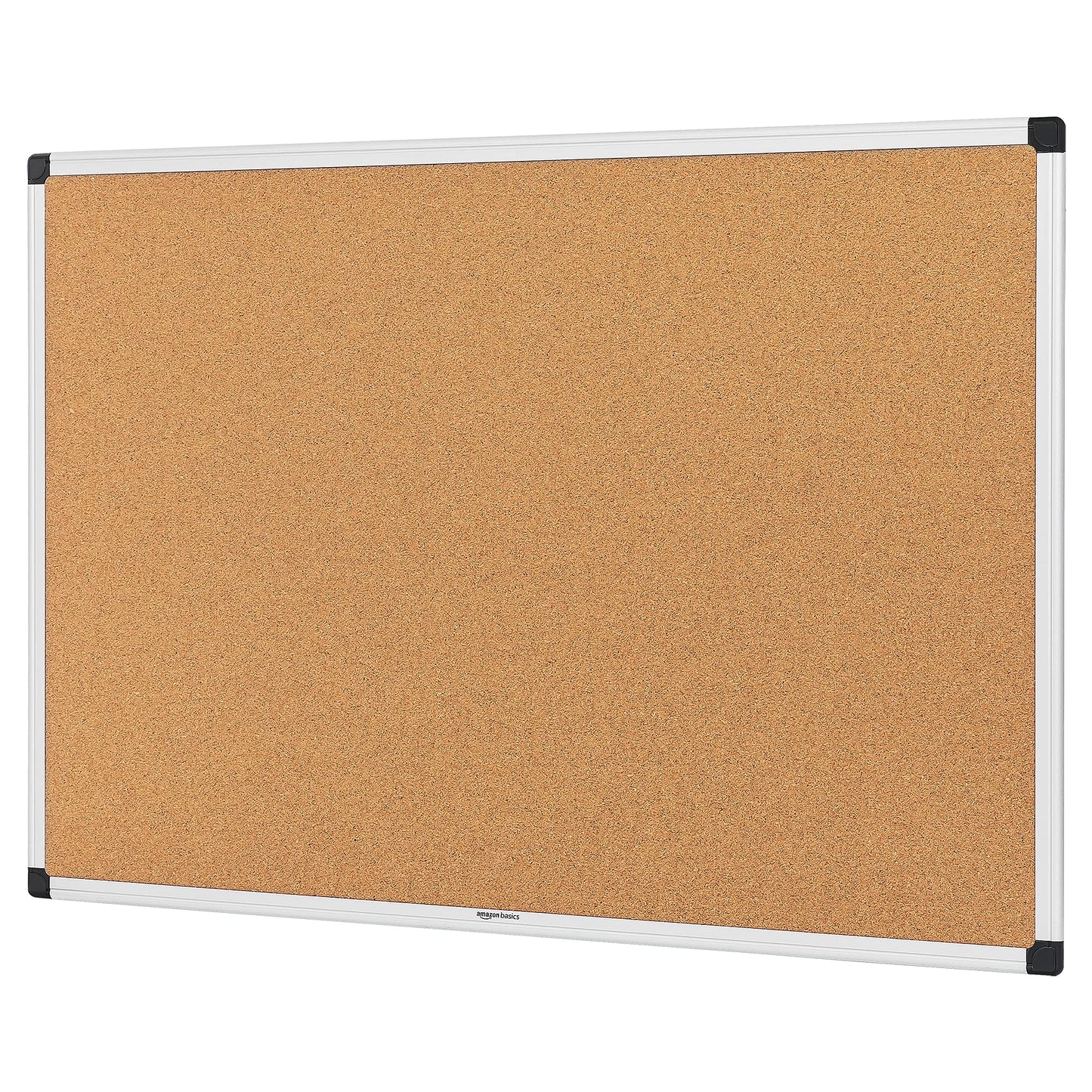 Amazon Basics Cork Bulletin Board, Rectangular Aluminum Frame, 90 x 60 cm, silver