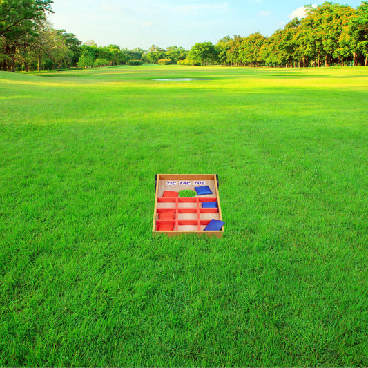 Relaxdays 10022795 Toss Game 2 in 1, Cornhole & Tic Tac Toe, 10 Bean Bags, Skill Game, incl. 1x game board, Indoor & Outdoor, multicolored, 4 x 29.5 x 51 cm