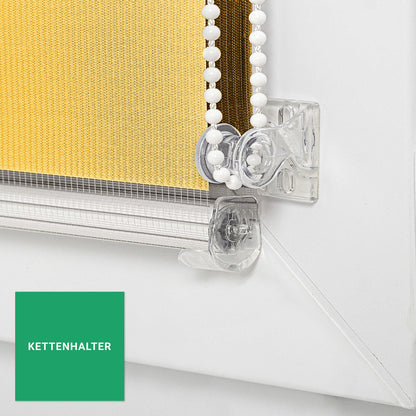 Estika Double Roller Blind Clamp Fix without drilling - 105 cm x 220 cm - Sunny - 27 fabric colors, day and night duo roller blind, blinds for windows without drilling, window privacy (105 cm fabric width)