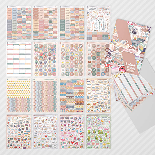 colortouch Appointment Calendar 2026 with 2500+ St Planner Sticker Set, Calendar Stickers Album for Planner, Agenda, Journal, Notebook, A5 Appointment Planner in German, 14 Months Softcover Book Calendar