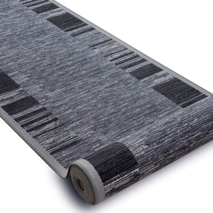 Rugsx Non-Slip Carpet Runner Adagio Gray - Modern short pile for kitchen, hallway & living room, cut to size, 90x190 cm