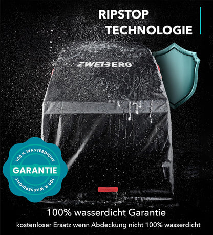 ZWEIBERG® Foldable garage for bike trailers. Universal, sturdy, and waterproof cover. Provides rain protection with UV protection. Easy removal.