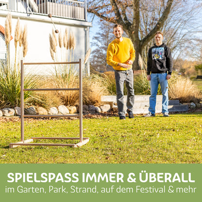 Ladder Golf Outdoor made of FSC® certified wood - Test VERY GOOD - Sturdy & Natural ladder game with 6 ladder golf balls - Outdoor throwing game for adults and children from 3 years - Made in EU.