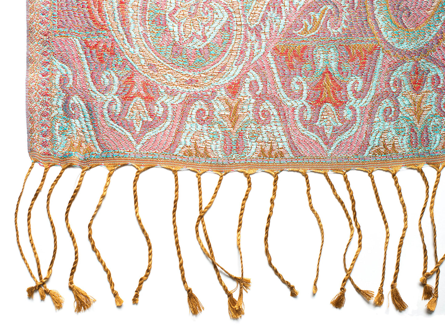 Ufash Pashmina 100% silk scarf from India for women & men, Paisley pattern, 160 x 35 cm - Pure silk scarf, Brown.