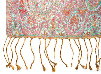 Ufash Pashmina 100% silk scarf from India for women & men, Paisley pattern, 160 x 35 cm - Pure silk scarf, Brown.
