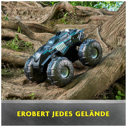DC Batman All-Terrain Batmobile, remote-controlled amphibious vehicle for land and water with room for 1x 10cm Batman action figure.