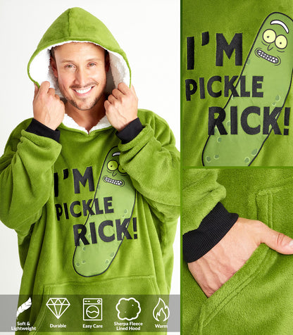 RICK AND MORTY hoodie, Oversized fleece hoodie blanket with sleeves for men and teenagers - Gifts for fans (Green Long)