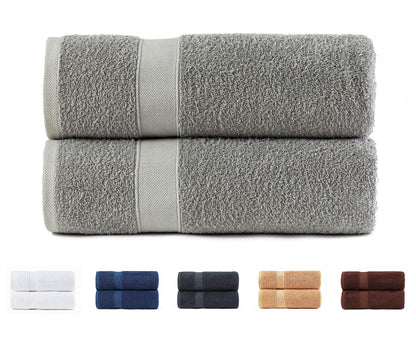 Todocama 2 bath towels, 100% cotton, 550 gsm, extra soft, very absorbent and quick-drying, measures 70 x 140 cm, light grey.