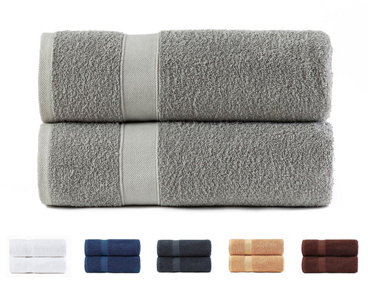 Todocama 2 bath towels, 100% cotton, 550 gsm, extra soft, very absorbent and quick-drying, measures 70 x 140 cm, light grey.