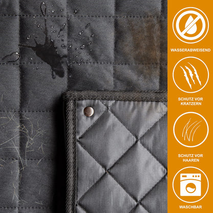WhizProducts® Basic dog blanket for car back seat with side protection and seat anchors - waterproof car dog blanket back seat for travel & transport for dogs - Sturdy dog mat for the car back seat.