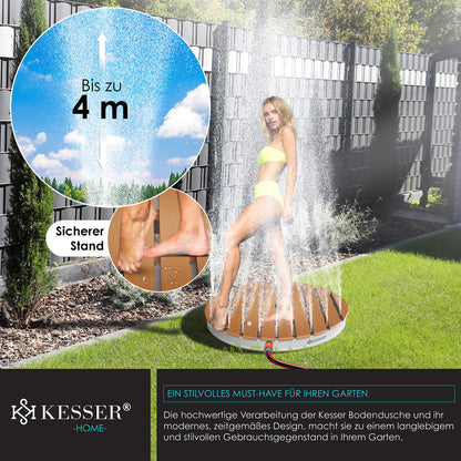 KESSER® garden shower floor shower outdoor shower sauna shower camping shower Ø 70 cm round fountain height up to 4 m adjustable with foot pedal, aluminum/WPC, non-slip weatherproof, wood look